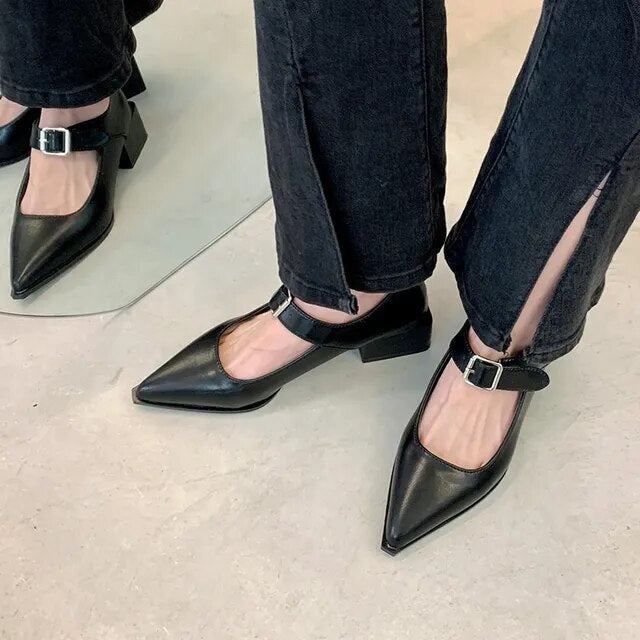 Slingback Shoes Gothic Chunky Heels Women's Pumps Rivet Street Style Medium Heel Punk Vintage Casual Sandals Spring Summer 2023