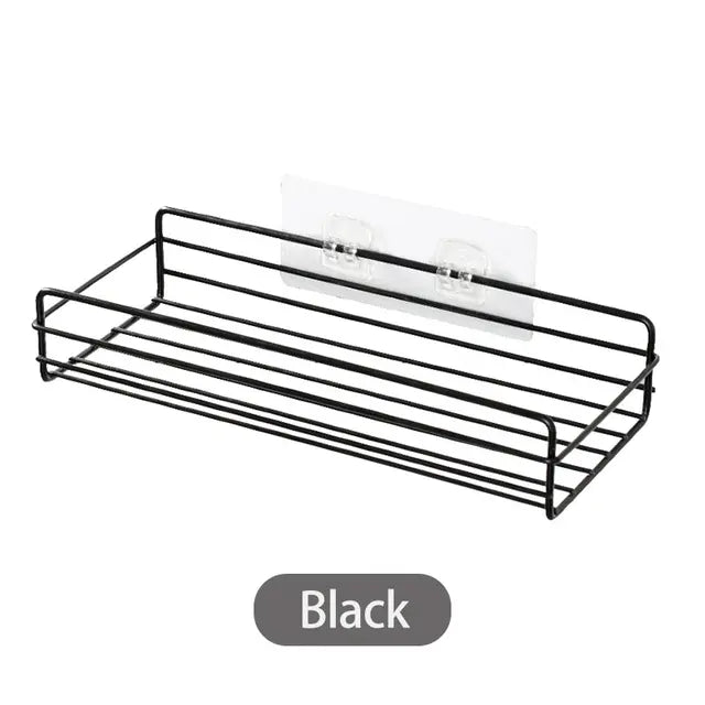 Bathroom Storage Rack Kitchen Organizer Shelf Black Shelves Corner Frame Iron Shower Punch Free Mounted Caddy Rack