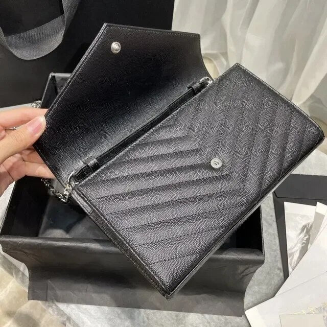 Y Women Shoulder Luxury Bag Genuine Designer Brand Lady Flap Envelope Bag Female Messenger Bag Wallet Travel Fashion Chain Purse