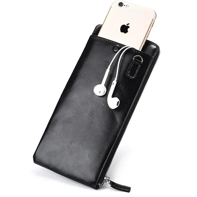 High Long Handbag Coin Men Clutch Male Holder Zipper Phone Quality New Business Mobile Card Wallets Wallet Solid Bag For Purse