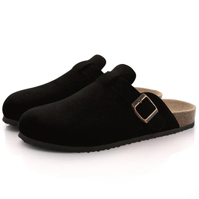 Comwarm Fashion Boston Clogs Women's Suede Mules Slippers Cork Insole Sandals With Arch Support Outdoor Lovers Beach Sandals