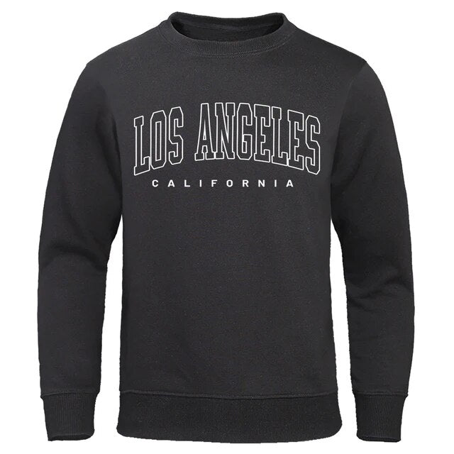 U.S.A Los Angeles California City Letter Printed For Men Fashion Casual Sweatshirt Loose Oversize Clothes O-Neck Warm Streetwear