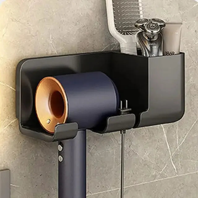 Wall Mounted Hair Dryer Holder Bathroom Shelves Shaver Hair Dryer Stand with Storage Box Toilet Organizers For Dyson Blower