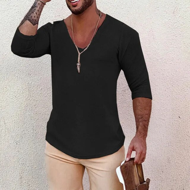 2023 Men's Casual Long Sleeve Kniited Sweaters Thin Style Mens Spring Autumn Clothing Solid V Neck Knitting Pullover Knit Tops