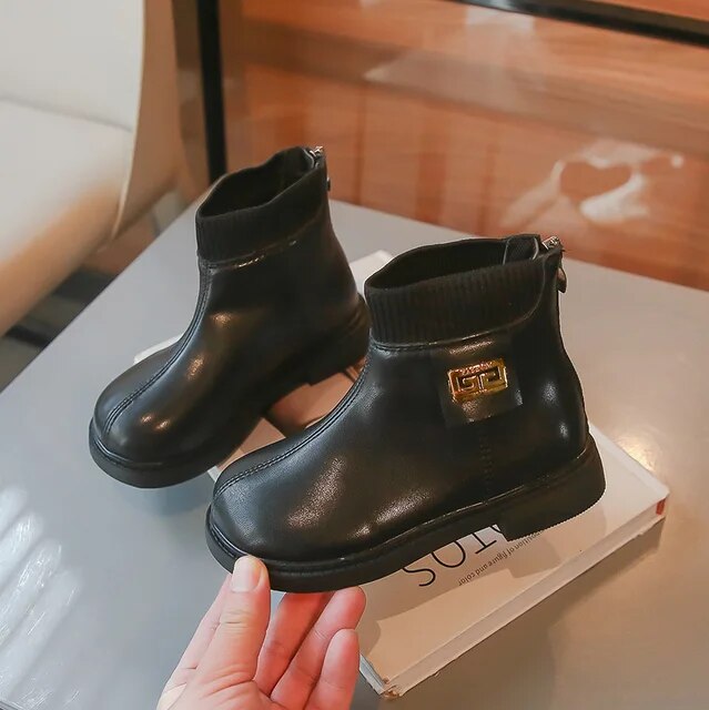 Girls Snow Kids Motorcycle Boot Toddler Girl Boots 2023 New Children Chelsea Boots Casual Autumn Winter Leather School Boy Shoes