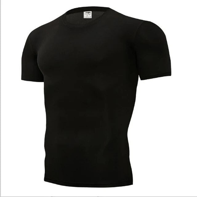 Fashion Pure Color T-Shirt Men Short Sleeve Compression Tight Tshirts Shirt S- 3XL Summer Clothes Free Transportation