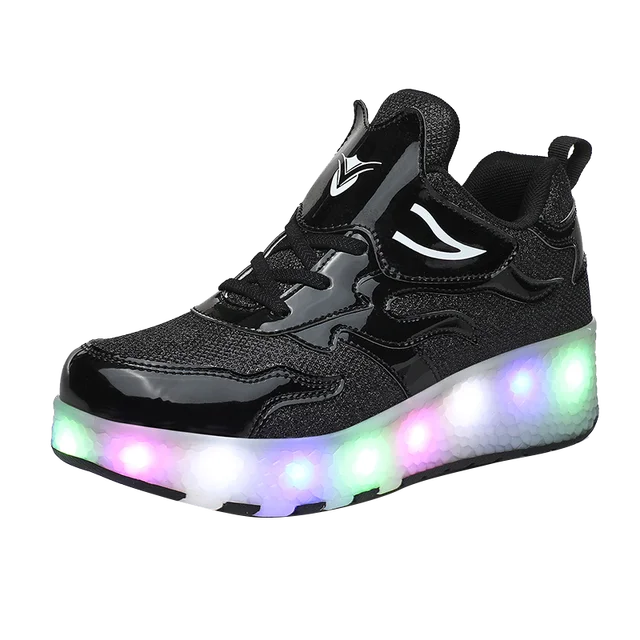 Children Roller Skates Tow Wheels Shoes Glowing Fashion Children Sport Shoes Casual Skating USB LED Light Sneakers for Kids