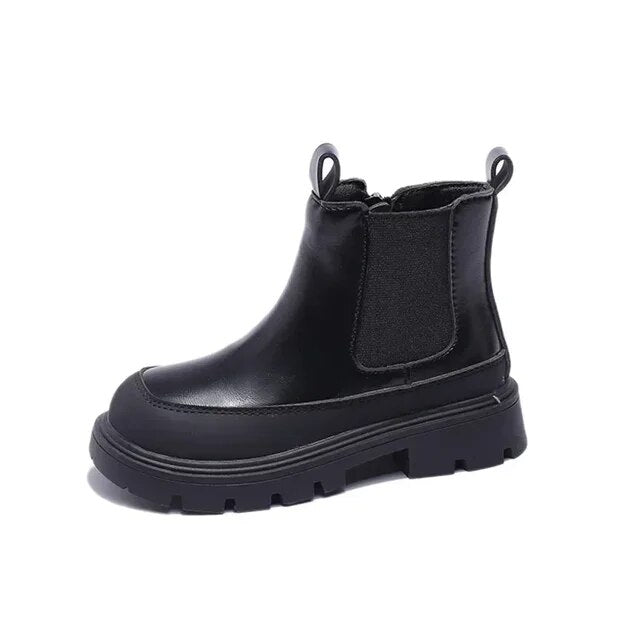 Kids Zip Shoes Girls Ankle Boots for Kids New 2024 Autumn Children Stitching Platform Shoes Boys Fashion Non-slip Short Boots