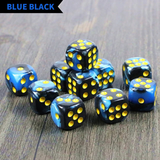 10pcs 16mm Acrylic Round Corner Dice D6 Dots Patterned Two-color Game Dice for Club Party Entertainment Toys