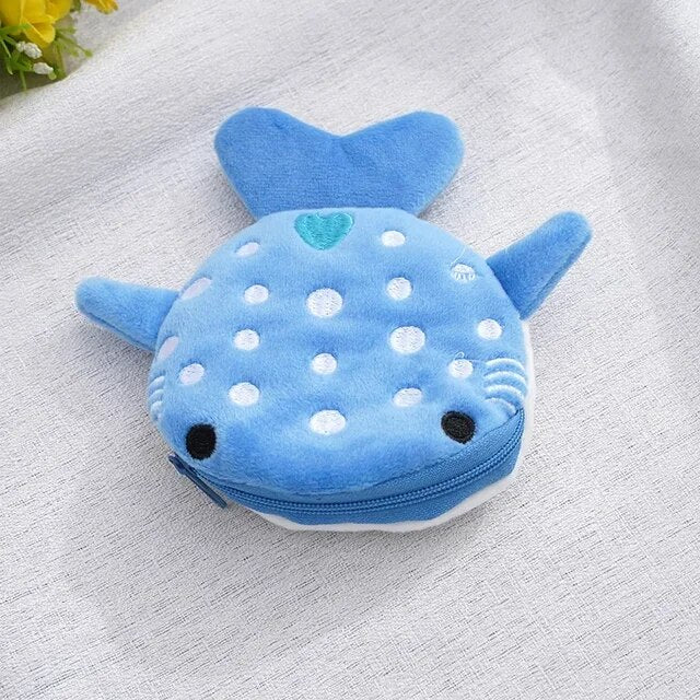 Cartoon Cute Plush Whale Shark Coin Purse Wallet Portable Coin Bag Key Earphone Coin Organizer Pouch Zipper Bag Earphone Pouch k