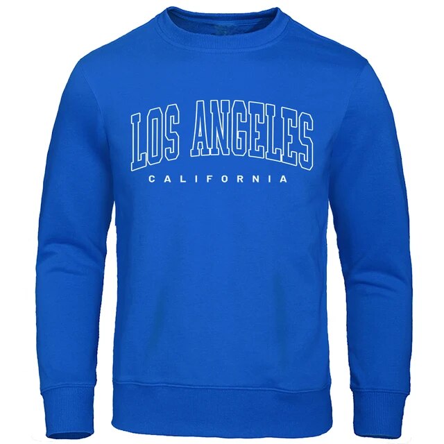 U.S.A Los Angeles California City Letter Printed For Men Fashion Casual Sweatshirt Loose Oversize Clothes O-Neck Warm Streetwear