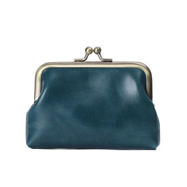 Women Wallet Retro Oil Wax Cowhide Coin Purse Real Leather Bag Handmade Mini Storage Bag Coin Bag Short Credit Card Holder