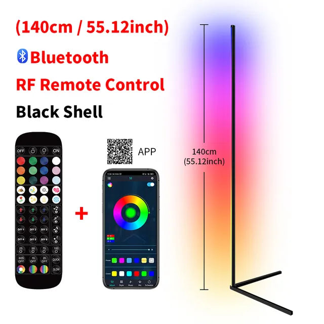 RGB LED Floor Lamp Living Room Corner Lamp Smart APP Remote Control 140cm Atmospheric Standing Stand Light Christmas Home Decor