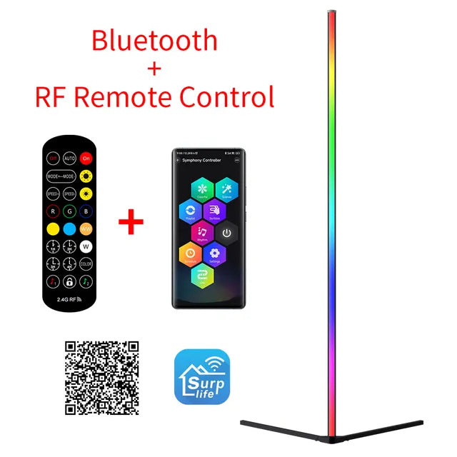 Living Room Corner Floor Lamp 140cm Bluetooth Smart RGB Mood Light for Bedroom Nordic Home Decor Table Lamp Stand lighting