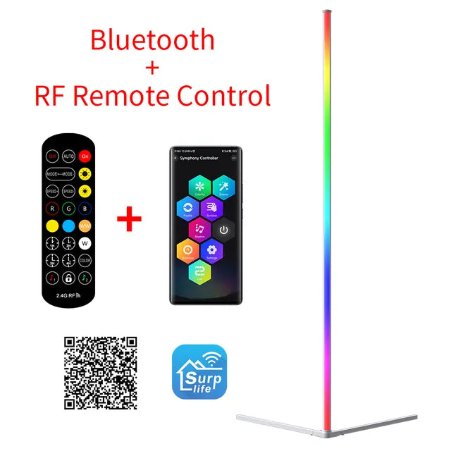 Living Room Corner Floor Lamp 140cm Bluetooth Smart RGB Mood Light for Bedroom Nordic Home Decor Table Lamp Stand lighting