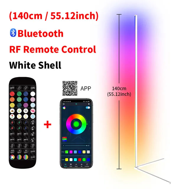 RGB LED Floor Lamp Living Room Corner Lamp Smart APP Remote Control 140cm Atmospheric Standing Stand Light Christmas Home Decor