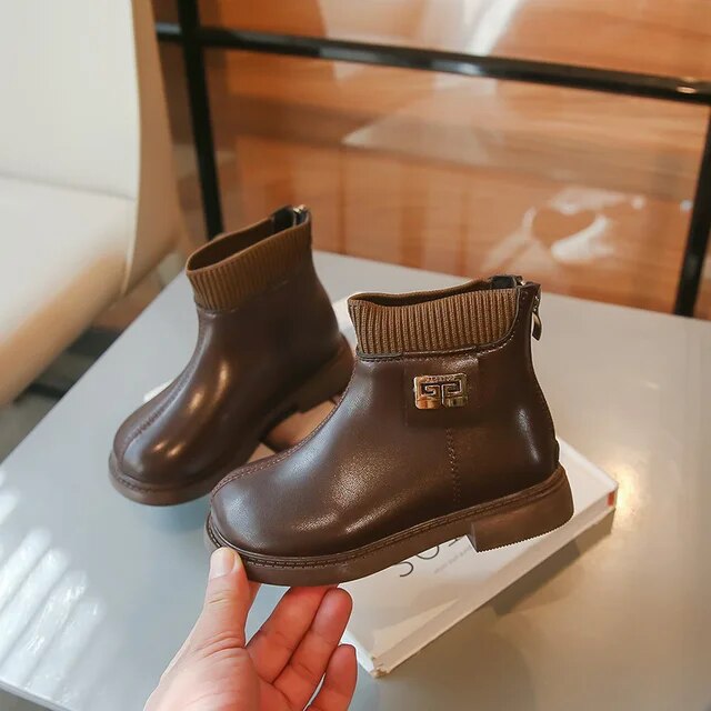 Girls Snow Kids Motorcycle Boot Toddler Girl Boots 2023 New Children Chelsea Boots Casual Autumn Winter Leather School Boy Shoes