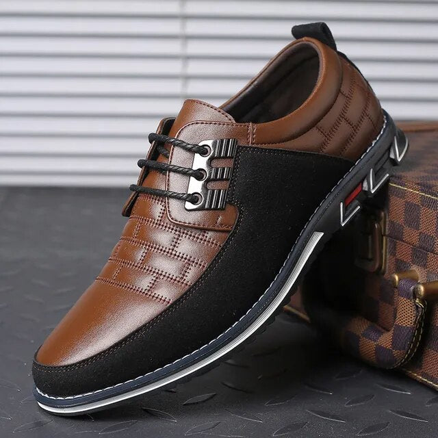 Men Casual Shoes Fashion Brand Classic Casual Men Pu Leather Shoes Black Hot Sale Breathable Business Lace-Up Men Shoes Big Size