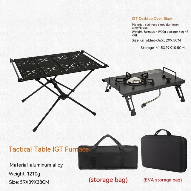 IGT Table Portable Aluminum Alloy Folding Table Camping Table Outdoor Folding Table Ultra Light Hiking and Riding Tactical Table