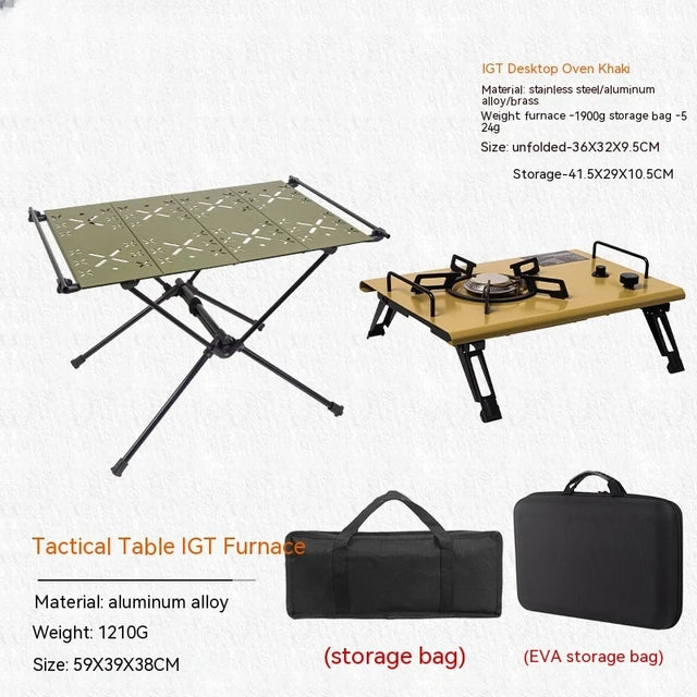 IGT Table Portable Aluminum Alloy Folding Table Camping Table Outdoor Folding Table Ultra Light Hiking and Riding Tactical Table