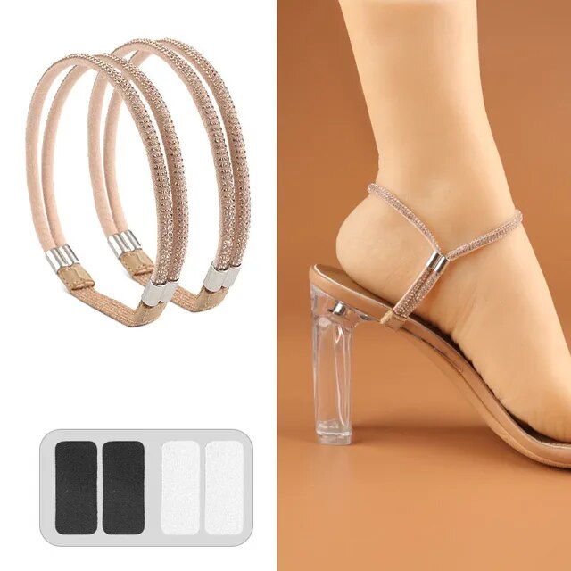 New Rhinestone High Heels Shoes Band Anti-loose for Women Diamond Shoelaces Anti-drop Heel Straps Belt Drill Elastic Fixed Belts