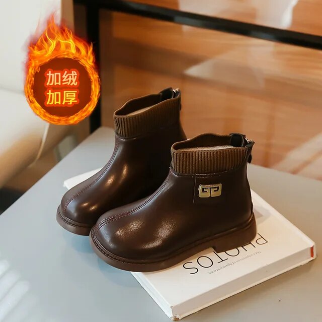 Girls Snow Kids Motorcycle Boot Toddler Girl Boots 2023 New Children Chelsea Boots Casual Autumn Winter Leather School Boy Shoes