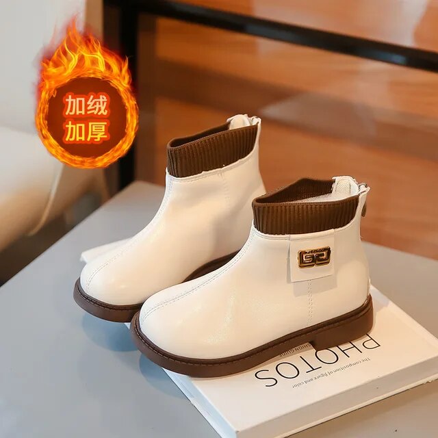 Girls Snow Kids Motorcycle Boot Toddler Girl Boots 2023 New Children Chelsea Boots Casual Autumn Winter Leather School Boy Shoes