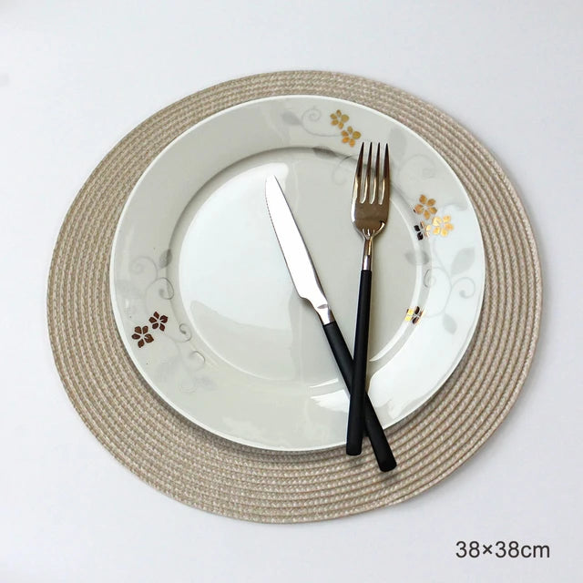 Round Placemats Set Braided Circle Place Mat Washable Table Mats for Kitchen Dining Table Mixed Color Non-Slip Place mats