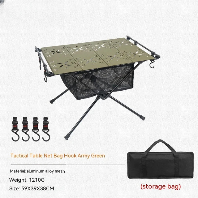 IGT Table Portable Aluminum Alloy Folding Table Camping Table Outdoor Folding Table Ultra Light Hiking and Riding Tactical Table