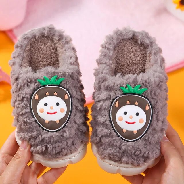 Autumn Winter Cute Children Cotton Slippers Boys Girls Warm Plush Kids Shoes Indoor Soft Sole Non-slip Home Slippers Pantuflas