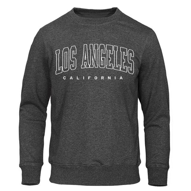 U.S.A Los Angeles California City Letter Printed For Men Fashion Casual Sweatshirt Loose Oversize Clothes O-Neck Warm Streetwear