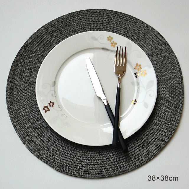 Round Placemats Set Braided Circle Place Mat Washable Table Mats for Kitchen Dining Table Mixed Color Non-Slip Place mats