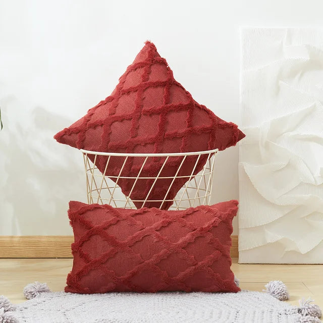 Plush 3D Rhombus Geometry Solid Soft Throw Pillowcase 30x50 40x40cm Embroidery Cushion Cover for Living Room Sofa Decoration