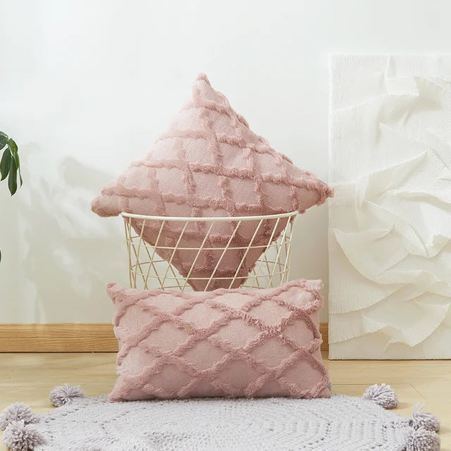 Plush 3D Rhombus Geometry Solid Soft Throw Pillowcase 30x50 40x40cm Embroidery Cushion Cover for Living Room Sofa Decoration