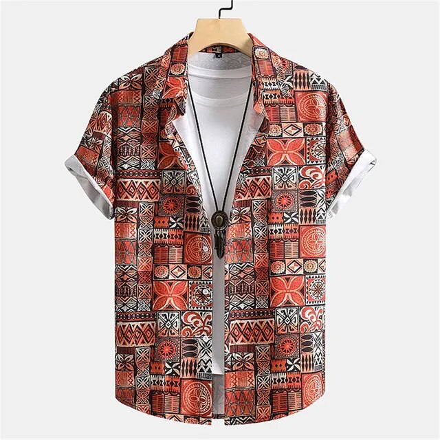 Men'S Shirts Hawaiian Striped Print Short Sleeve Casual Tops Lapel Oversized Printed Shirt Harajuku Streetwear Dazn Y2k Clothes