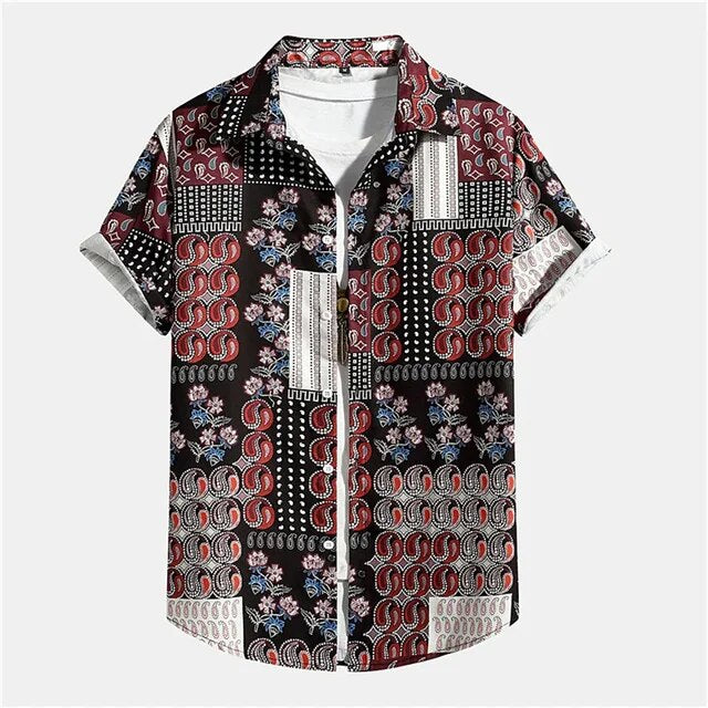 Men'S Shirts Hawaiian Striped Print Short Sleeve Casual Tops Lapel Oversized Printed Shirt Harajuku Streetwear Dazn Y2k Clothes