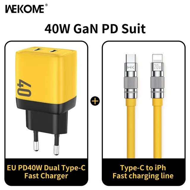 WEKOME GaN 40W/67W/100W Type C Charger Portable USB Charger Adapter QC4.0 PD PPS Fast Charging for iPhone Samsung Xiaomi Macbook