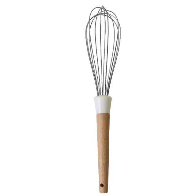 Non-stick Silicone Cooking Utensils Set Kitchenware Wooden Handle Spatula Spoon Turner Soup Ladle Whisk Cookware Kitchen Tools