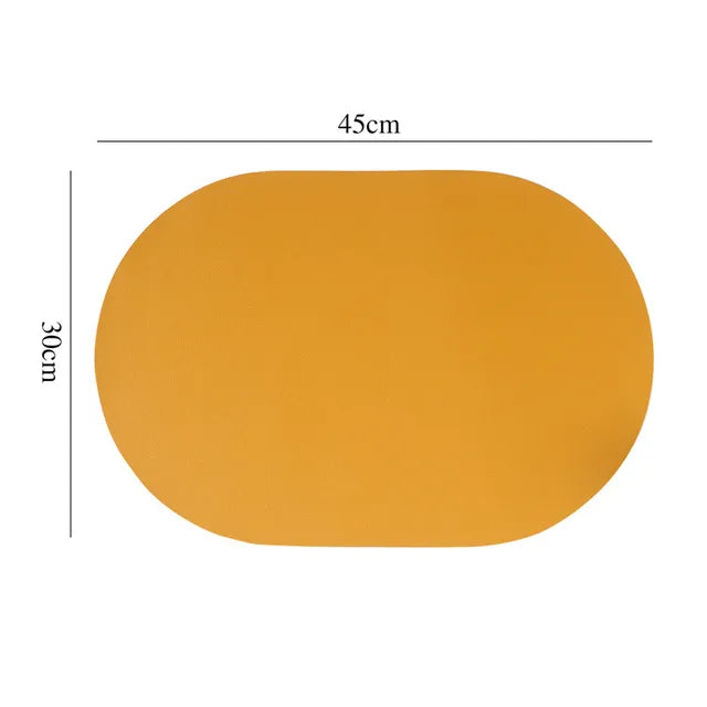 Leather Placemat Oval Oil-Proof Table Mat Home Dining Kitchen Table Placemat Design Dining Waterproof Heat Resistant Home Decor