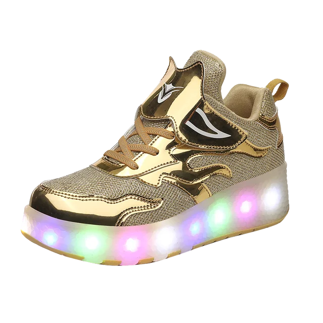 Children Roller Skates Tow Wheels Shoes Glowing Fashion Children Sport Shoes Casual Skating USB LED Light Sneakers for Kids