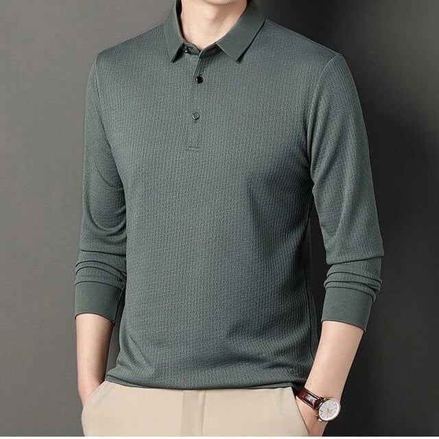 2023 Autumn Men's Long Sleeve T-shirt Breathable Quick Dry Outdoor Casual Top Durable Anti Pilling Sports POLO Shirt T Shirt Men