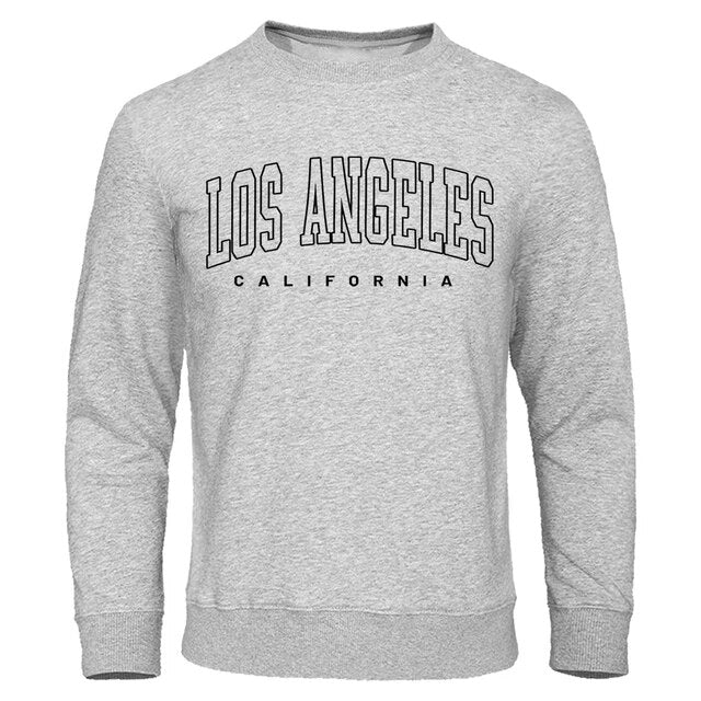 U.S.A Los Angeles California City Letter Printed For Men Fashion Casual Sweatshirt Loose Oversize Clothes O-Neck Warm Streetwear