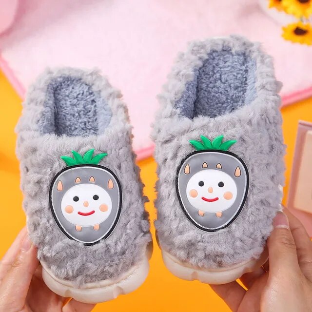 Autumn Winter Cute Children Cotton Slippers Boys Girls Warm Plush Kids Shoes Indoor Soft Sole Non-slip Home Slippers Pantuflas