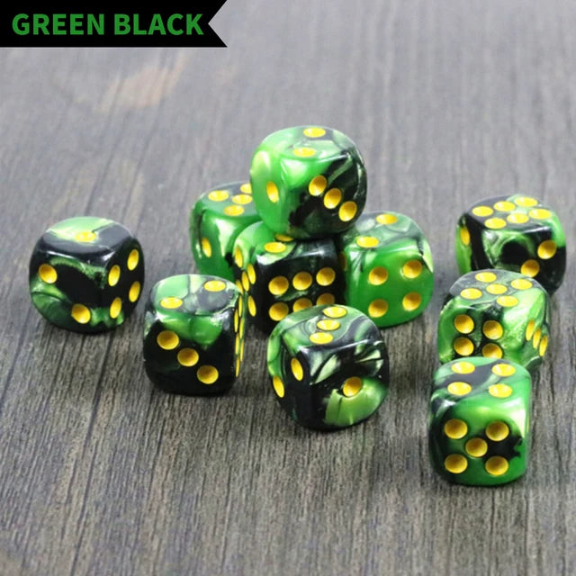 10pcs 16mm Acrylic Round Corner Dice D6 Dots Patterned Two-color Game Dice for Club Party Entertainment Toys