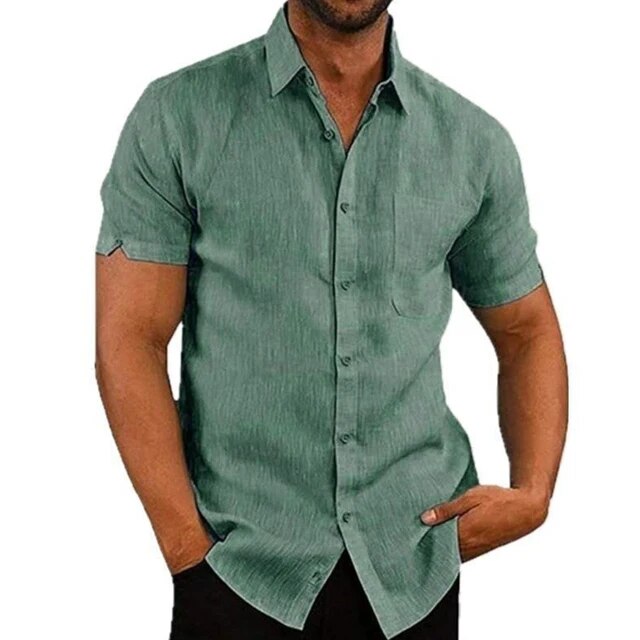 Summer Short Sleeved Men’s Shirt Casual Cotton Linen Shirts For Men Turn-Down Collar Formal Social Shirts Blouses Male Clothes