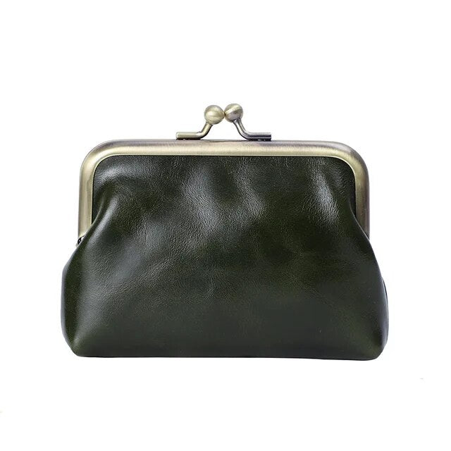 Women Wallet Retro Oil Wax Cowhide Coin Purse Real Leather Bag Handmade Mini Storage Bag Coin Bag Short Credit Card Holder