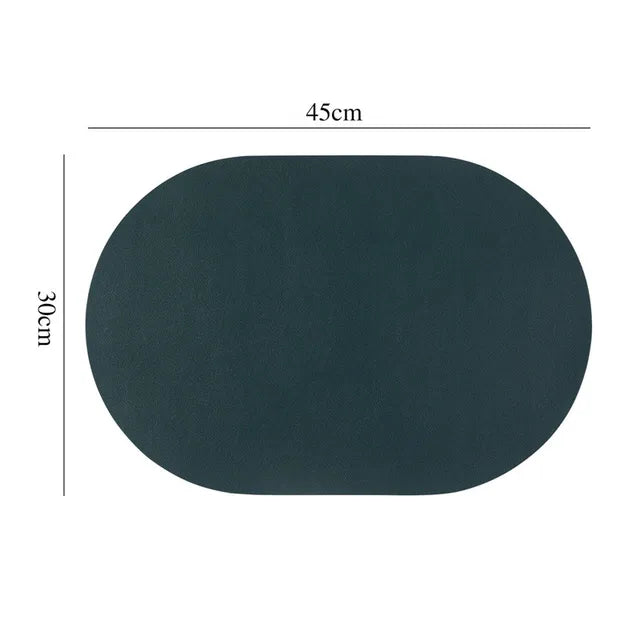 Leather Placemat Oval Oil-Proof Table Mat Home Dining Kitchen Table Placemat Design Dining Waterproof Heat Resistant Home Decor