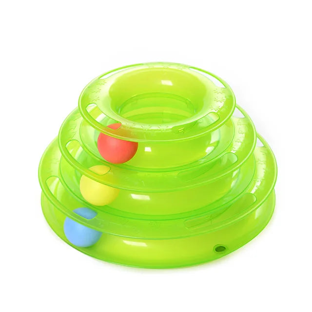 3-layer pet cat toy Training Entertainment board Interactive tower track dish Cat Turntable ball quadruple dish tumble