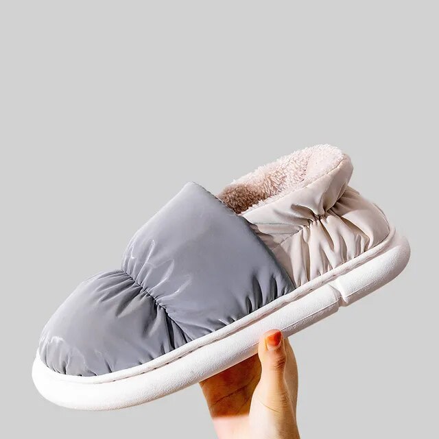 Comwarm Winter Toast Women Slippers Warm Plush Cotton Slippers Indoor Home Non-Slip Thick Sole Furry Shoes For Couples New 2022