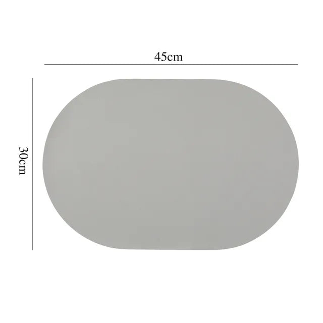 Leather Placemat Oval Oil-Proof Table Mat Home Dining Kitchen Table Placemat Design Dining Waterproof Heat Resistant Home Decor